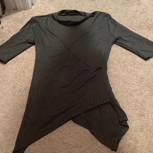 Papaya faux wrap top with chicken neck